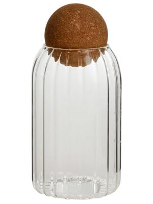 Clear Ribbed Glass Storage Jar with Cork Stopper 15x8cm – PEP Online