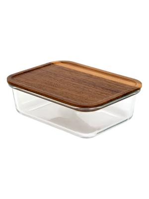 1480ml Rectangular Glass Container with Wood Lid – PEP Online