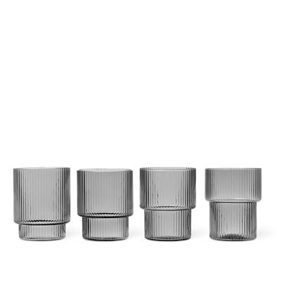 Ripple Glass | Set of 4 | Smoked Grey Tinted Drinking Glasses - Decor Living Online