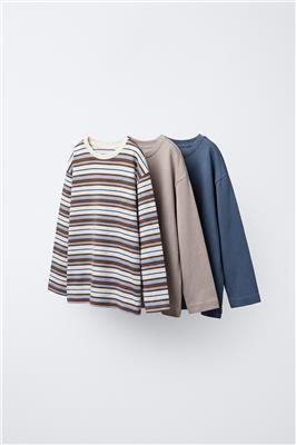 THREE-PACK OF STRIPED AND PLAIN T-SHIRTS - Lilac | ZARA Canada