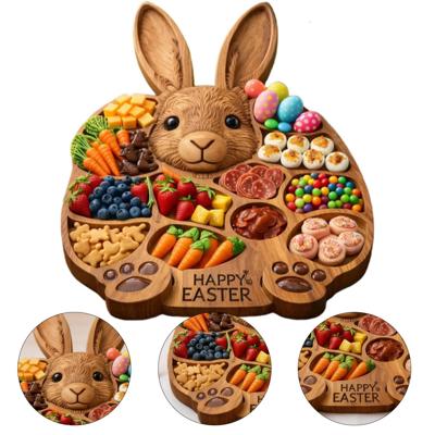 Easter Bunny Wooden Charcuterie Tray | Festive Serving Platter for Appetizers, Snacks, Desserts | Durable Wood Construction, Easy to Clean, Holiday Pa