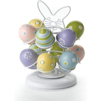 Nifty Easter Egg Carousel - White Powder Coat Finish Spins 360-Degrees Kitchen Centerpiece Display Stand Decorative Egg Holder Lazy Susan Platform - W