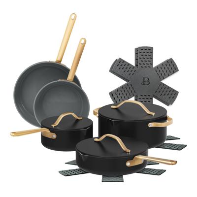 Free Shipping! Beautiful 12-Piece Ceramic Nonstick Cookware Set with Lids, Strainers, Black Sesame - Walmart.com