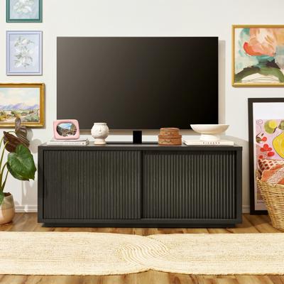 Free Shipping! Beautiful TV Stand for 70 inch TVs, Fluted Style, Rich Black Finish, with Adjustable Shelves - Walmart.com