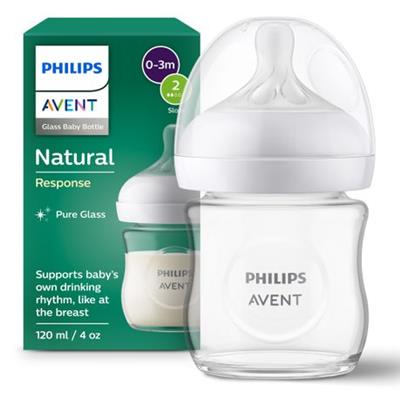 Philips Avent Natural Response Glass Baby Bottle 4oz/120ml,Slow Flow2 Teat | Shop Today. Get it Tomorrow! | takealot.com