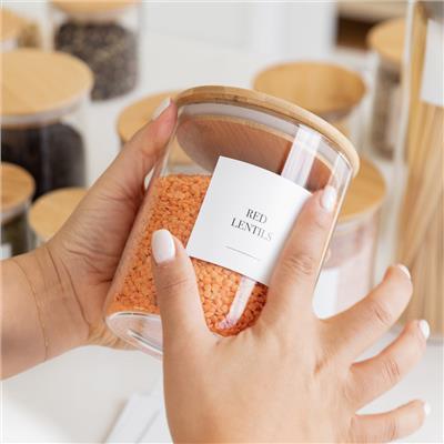 Black & White Pantry Stickers Square Pack x 114 Labels - Little Label Co