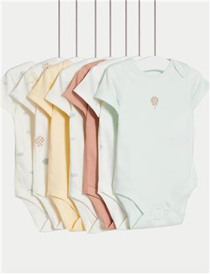 7pk Pure Cotton Print Bodysuit (0-3 Yrs) | M&S Collection | M&S