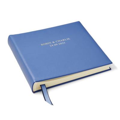 14-inch Leather Photo Album in Capri Blue Pebble | Aspinal
