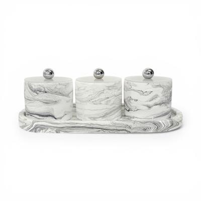 3 Piece Marble Design Canister Set Black & White – The Culinarium