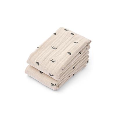 Liewood Lewis Muslin Cloth 2-Pack - Mini Whale / Sandy