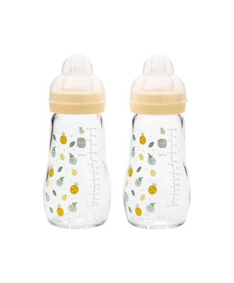 MAM Feel Good Glass Bottle 260ml (2 Pack) - Yellow – Mamas & Papas UK