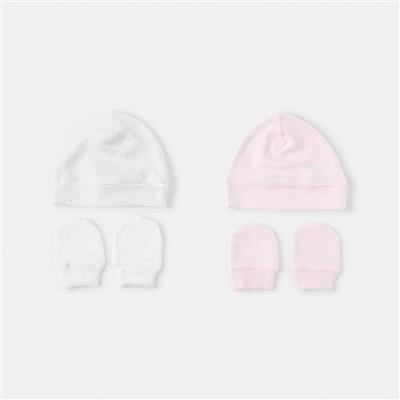 2 Pack Newborn Hat and Mittens Set - Kmart