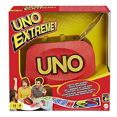 UNO Extreme Card Game Featuring Random-Action Launcher with Lights & Sounds & 112 Cards, Kid, Teen & Adult Game Night Gift Ages 7 Years & Older, GXY75