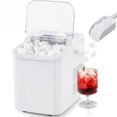 NEWBULIG Ice Makers Countertop with Handle, Portable Ice Machine, 9 Bullet Ice Cubes in 6 Mins, 26lbs in 24Hrs, Auto-Cleaning, with Basket and Scoop,