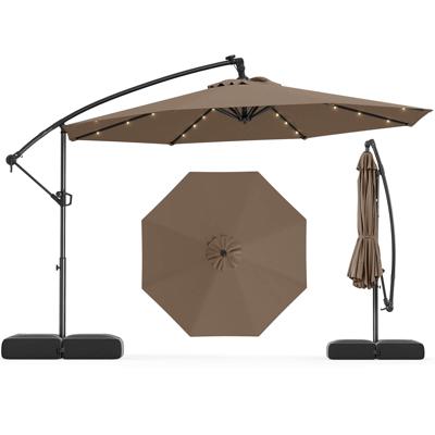 Costway 10 FT Solar Offset Hanging Umbrella Patio Cantilever Umbrella with 32 LED Lights Brown - Walmart.ca