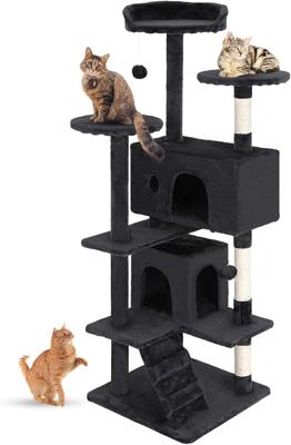 Amazon.com : FDW | 54 Cat Tree Tower | Dark Gray | Multi-Level Indoor Activity Center with Sisal Scratching Posts, Condos, Plush Perches, Hanging Cat