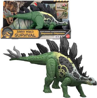 Amazon.com: Mattel Jurassic World Dinosaur Figure Toy, Gigantic Thrashers Large Stegosaurus with 2 Attack Action & Evolve Feature, Digital Play : Toys