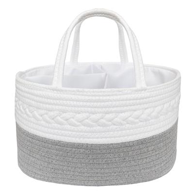 Living Textiles Cotton Rope Nappy Caddy Grey/White | Baby Bunting AU
