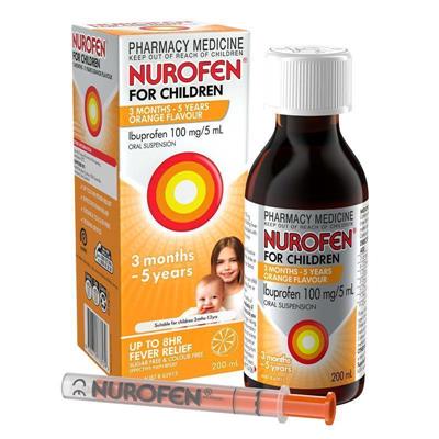Buy Nurofen For Children 3 months - 5 years Pain and Fever Relief 100mg/5mL Ibuprofen Orange 200mL online at Chemist Warehouse