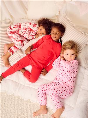 Next Red Bow/ Heart Long Sleeve Snuggle Pyjamas 3 Pack (size 4 years)