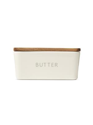 loft butter dish with wood lid white | Bash