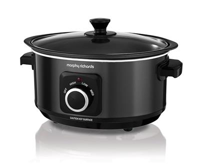 Morphy Richards 3.5L Sear & Stew Slow Cooker, Shatter Resistant Aluminium Pot, 3 Heat Settings, Hob Proof, Easy Clean, 163W, Black, 460012 : Amazon.co