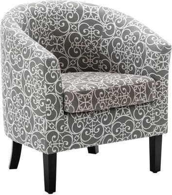 Amazon.com: BELLEZE Living Room Chair, Linen Round Accent Barrel Chair, Club Tub Sofa Chair for Bedroom, Corner Chair with Flared Legs and Cozy Soft P