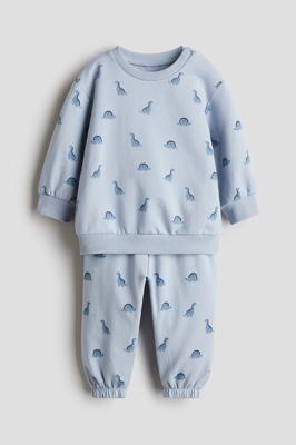 Light blue/Dinosaurs 2-piece sweatshirt set for kids | H&M GB