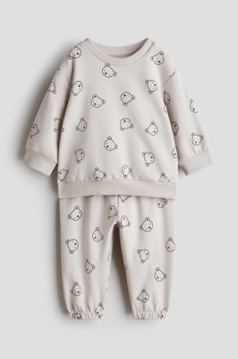 Light beige/Bears 2-piece sweatshirt set for kids | H&M GB