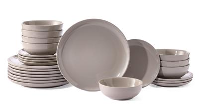 Master Chef Essential Coupe Stoneware Dinnerware Set, Serves 8, 24-pc, Light Grey