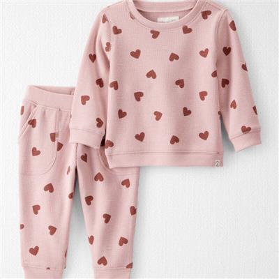 Perfect Pink Baby Waffle Knit Set Made with Organic Cotton in Heart Print | Carter’s Oshkosh Canada