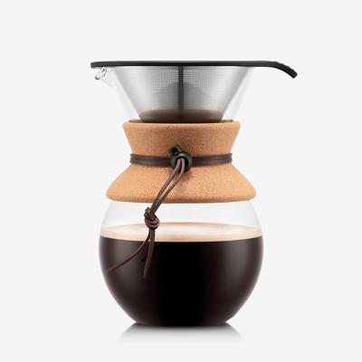 Amazon.com: Bodum 34oz Pour Over Coffee Maker, High-Heat Borosilicate Glass with Reusable Stainless Steel Filter and Cork Grip - Made in Portugal: Hom