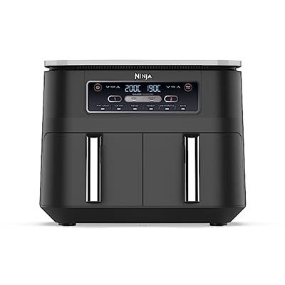 Ninja Foodi Dual Zone Digital Air Fryer, 2 Drawers, 7.6L, 6-in-1, Uses No Oil, Air Fry, Max Crisp, Roast, Bake, Reheat, Dehydrate, Cooks 4-6 Portions,
