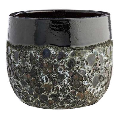 Black Lava Ceramic Outdoor Planter, Medium