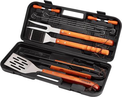 Amazon.com : Cuisinart 13-Piece Wooden Grill Tool Set, BBQ Accessories and Grill Tools, Durable Stainless-Steel Utensils with Recycled Plastic Case, S