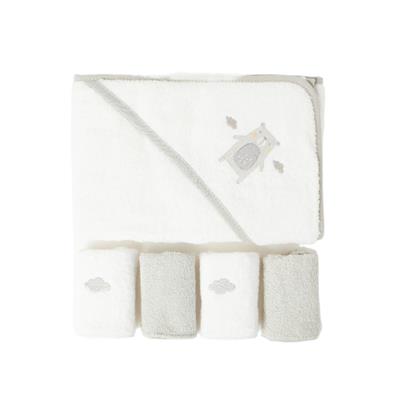 Snugtime Hooded Towel With Washer Set - Grey 4 Pack | Baby Bunting AU