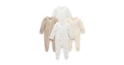 Purebaby 4 Pack Zip Growsuit Wattle Bee | Baby Bunting AU