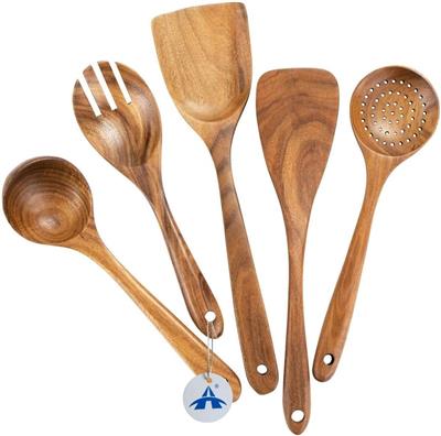 ALANES 5 Pcs Wooden Kitchen Utensils Set
