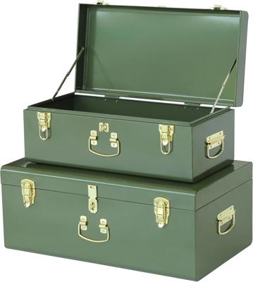 Amazon.com: Vixdonos Metal Trunk Decorative Storage Box Set of 2 College Dorm Chest with Handle (Green) : Home & Kitchen