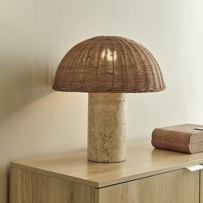 Benji Mushroom Cement & Rattan Table Lamp
