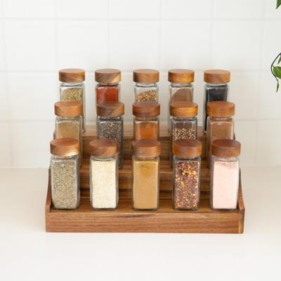 Large Acacia Spice Rack with 15 Acacia Shaker Spice Jars Pack - Little Label Co
