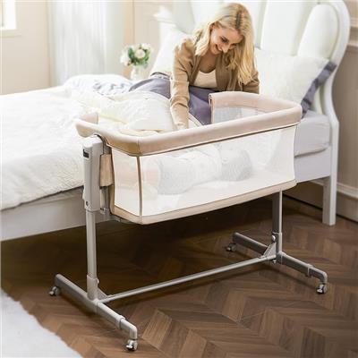 3 in 1 Next to Me Crib Baby Bassinets Baby Crib for Newborn Rocking Bassinet Bedside Sleeper with Breathable Mesh & 360° Silent Swivel Lock Wheels 6 L