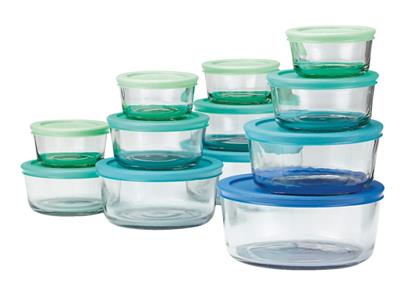 Anchor Hocking Glass Food Storage Set with Lids, Assorted Sizes, 12 Count