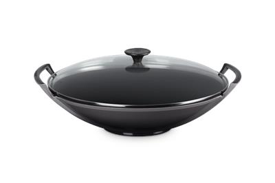 Cast Iron Traditional Wok with Glass Lid