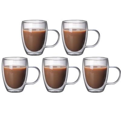 5 Pieces 350ml Double Wall Insulated Glass Mugs Set | Shop Today. Get it Tomorrow! | takealot.com