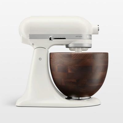 KitchenAid Artisan Series Porcelain White 5-Quart Tilt-Head Stand Mixer with Walnut Bowl + Reviews | Crate & Barrel