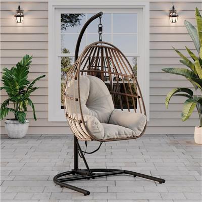 Mainstays Patio Hanging Egg Chair with Stand, Handwoven wicker & rope - Walmart.ca