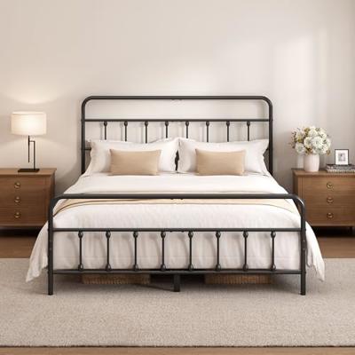 Chroark Full Size Metal Bed Frame with Headboard and Footboard,Black