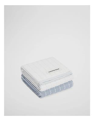 Country Road Mira Verified Australian Cotton Tea Towel Pack Of 2 in Ciel Blue | MYER