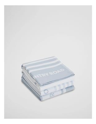 Country Road Aeri Verified Australian Cotton Tea Towel Pack Of 3 in Ciel Blue | MYER